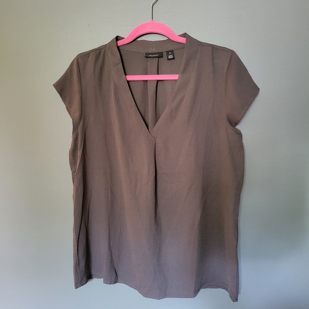 Halogen Olive Green Cap Sleeve Blouse, Size Medium